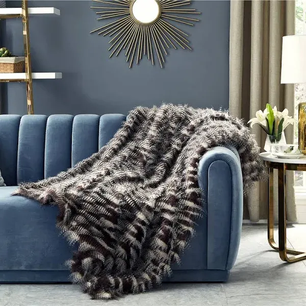 Cozy Tyme Faux Feather Fur Throw