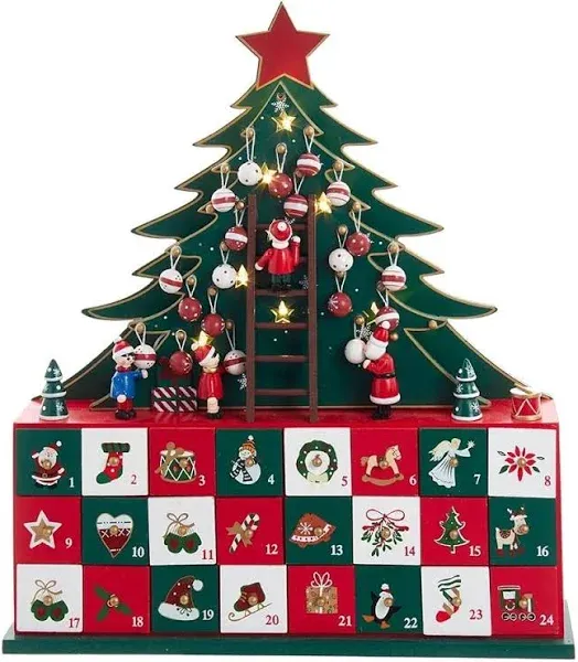 Kurt Adler 13.5" Battery-Operated LED Christmas Tree Advent Calendar