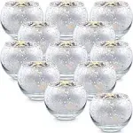 LAMORGIFT Silver Votive Candle Holders Set of 12 Mercury Glass Votives Candle Holder Christmas Tealight Candle Holder for Ho