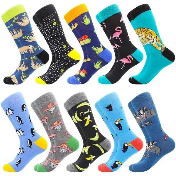 BISOUSOX Men's Novelty Socks Men's Fun Dress Socks Colorful Funky Fancy Crazy Funny Casual Socks for Men