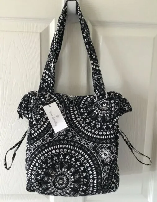 Vera Bradley ~ &#034;Black Bandana Medallion&#034; ~ Glenna Satchel Shoulder Bag ~ NWT