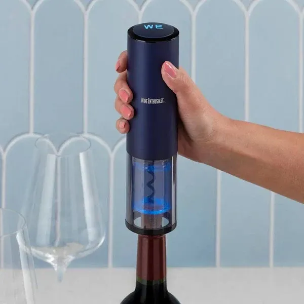 Wine Enthusiast Electric Blue Automatic Wine Opener with Foil Cutter