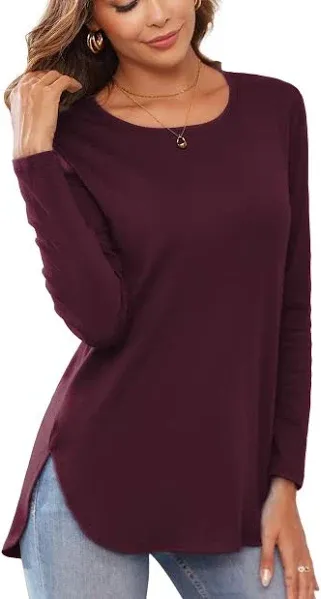 Herou Women's Casual Long Sleeve Tunic Sweater with Side Split