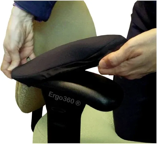 Ergo360 Soft Neoprene Chair Arm Pad Covers Stretch Over Armrests 9&#034; to 10.5&#034;....