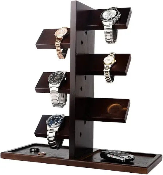 Ikkle Wooden Watch Holder Stand with Charging Station