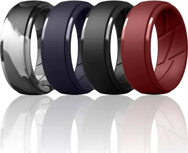 ThunderFit Silicone Wedding Rings for Men Wide Thick