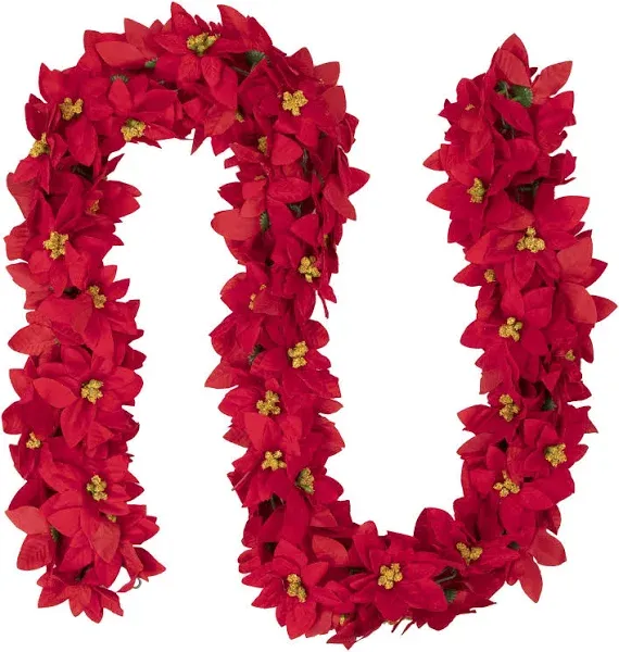 Northlight Red Artificial Poinsettia Floral Christmas Garland