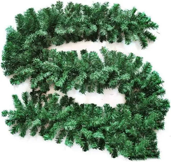 Crownland 9 Ft Christmas Garland for Christmas Decorations Non-Lit Green Holi...