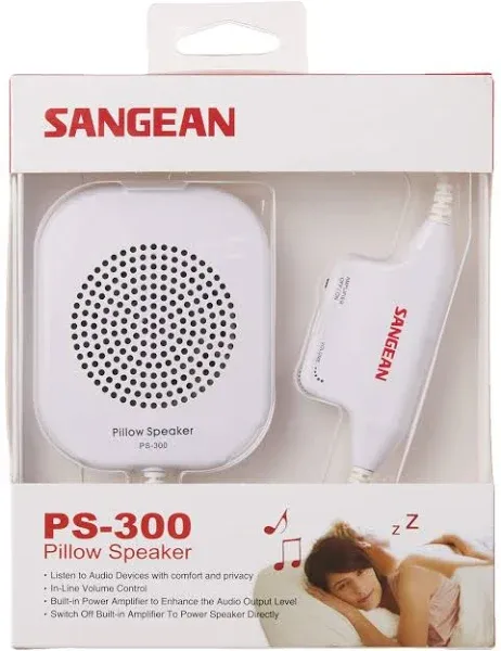 sangean ps300 pillow speaker with inline volume control and amplifier white