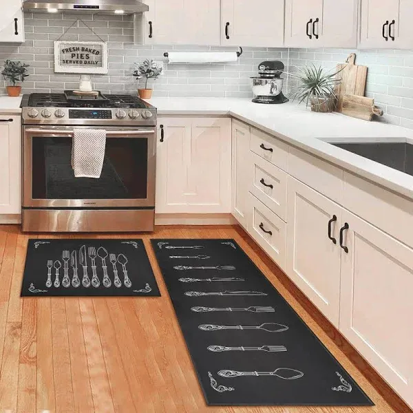 OUXIOAZ Black Kitchen Rugs and Mats