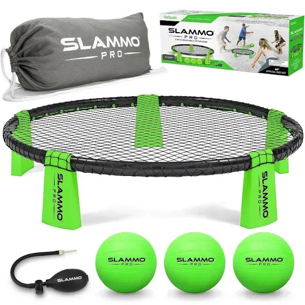 GoSports SLAMMO PRO Roundnet Tournament Game Set with 3 PRO Balls, Pump and Case