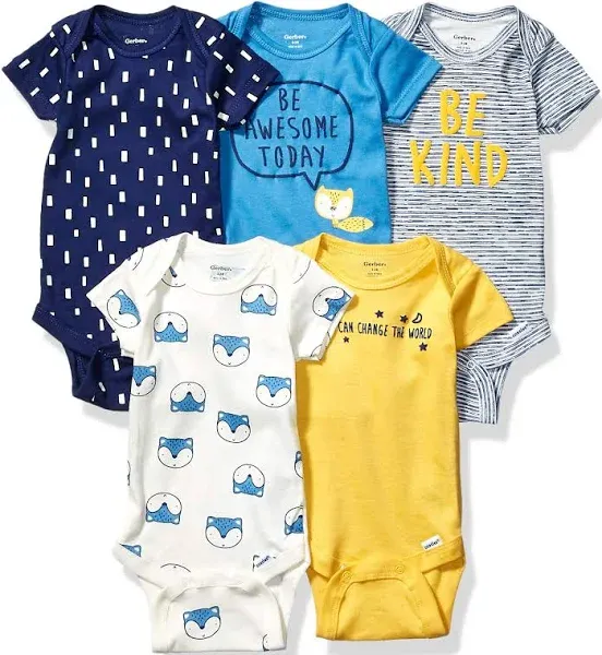 Gerber 5-Pack Baby Boys Short Sleeve Onesies Bodysuits