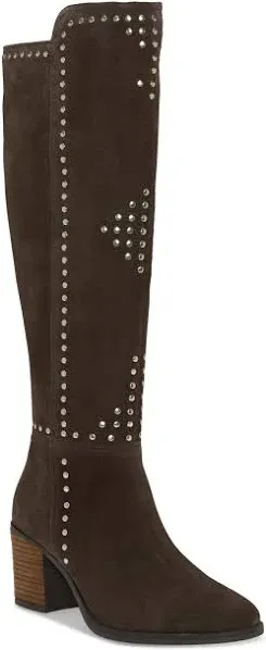 Lucky Brand Women's Bonnay Suede Studded Knee-High Block-Heel Boots