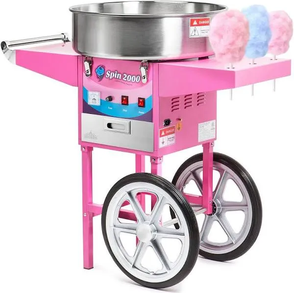 Olde Midway Commercial Cotton Candy Machine with Cart