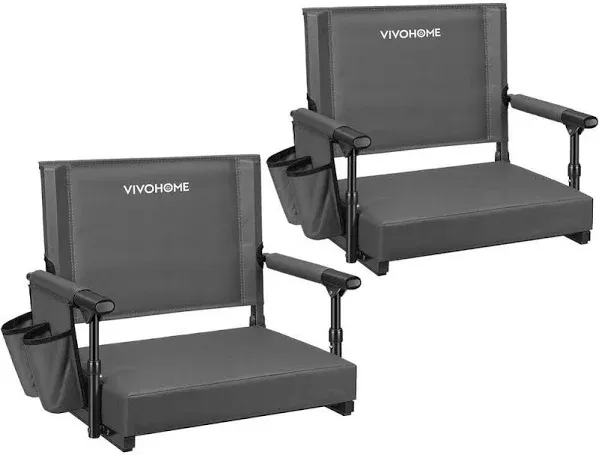 2-Pack Portable Gray Stadium Seats for Bleachers with Back Support and Cushion