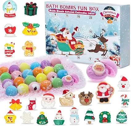 Christmas Bath Bomb Advent Calendar 2024, Bath Bombs with Toys inside, Christ...