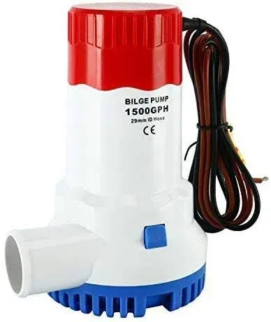 Sanuke Bilge Pump for Boat 1500GPH 12V Submersible Marine Pump for Portable Boat Accessories Boat Water Pump Low Noise Electric