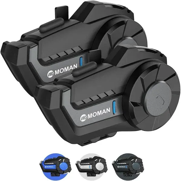 Moman Motorcycle Intercom, H2 Pro【2 Pack Black】 Helmet Headset Wireless Communication System up to 1000M with DSP&CVC Noise Cancellation IP65 Waterproof FM, Motorcycle-Intercom-Headset-Helmet-Motobike