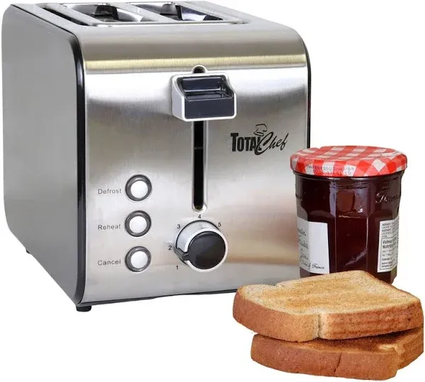 2 Slice Compact Wide Slot Toaster with 7 Shade Settings, Stainless Steel