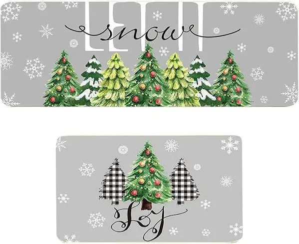 Spiorut Xmas Trees Snowflake Kitchen Mat