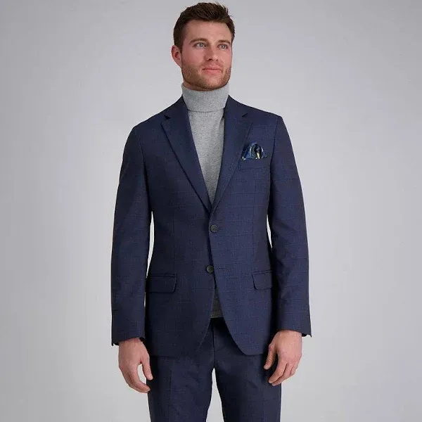 Haggar Men's Premium Stretch Tailored-Fit Windowpane Suit Jacket