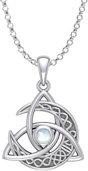 925 Sterling Silver Celtic Moon Pendant Necklace