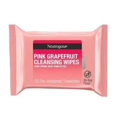 Neutrogena Oil-Free Cleansing Wipes, Pink Grapefruit - 25 count