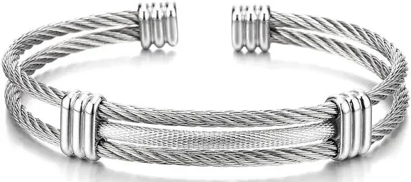 Stainless Steel Adjustable Bangle Bracelet