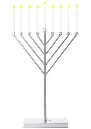 Artilugio 3 ft. Metal Silver Coated Hanukkah Menorah for Synagogue AR3163167