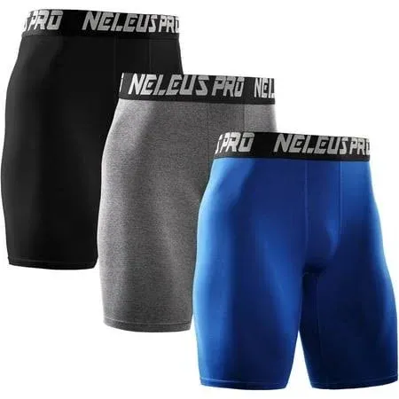 NELEUS Men's Compression Shorts Pack of 3