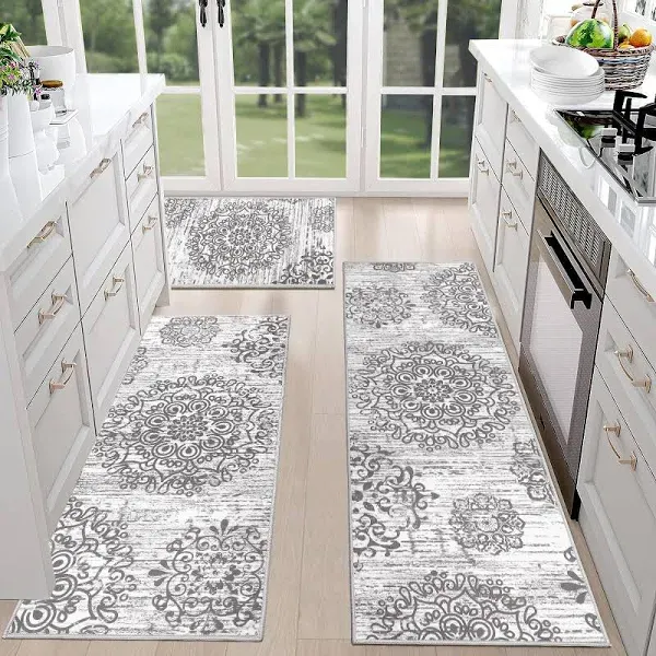 Farmhouse Kitchen Rugs Sets of 3 Non Slip Washable Kitchen Rugs and Mats