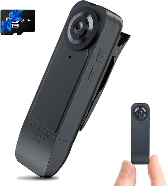 Mini Body Camera 2024 Upgrade 1080P HD Portable Bodycam with 64GB Card, Night...