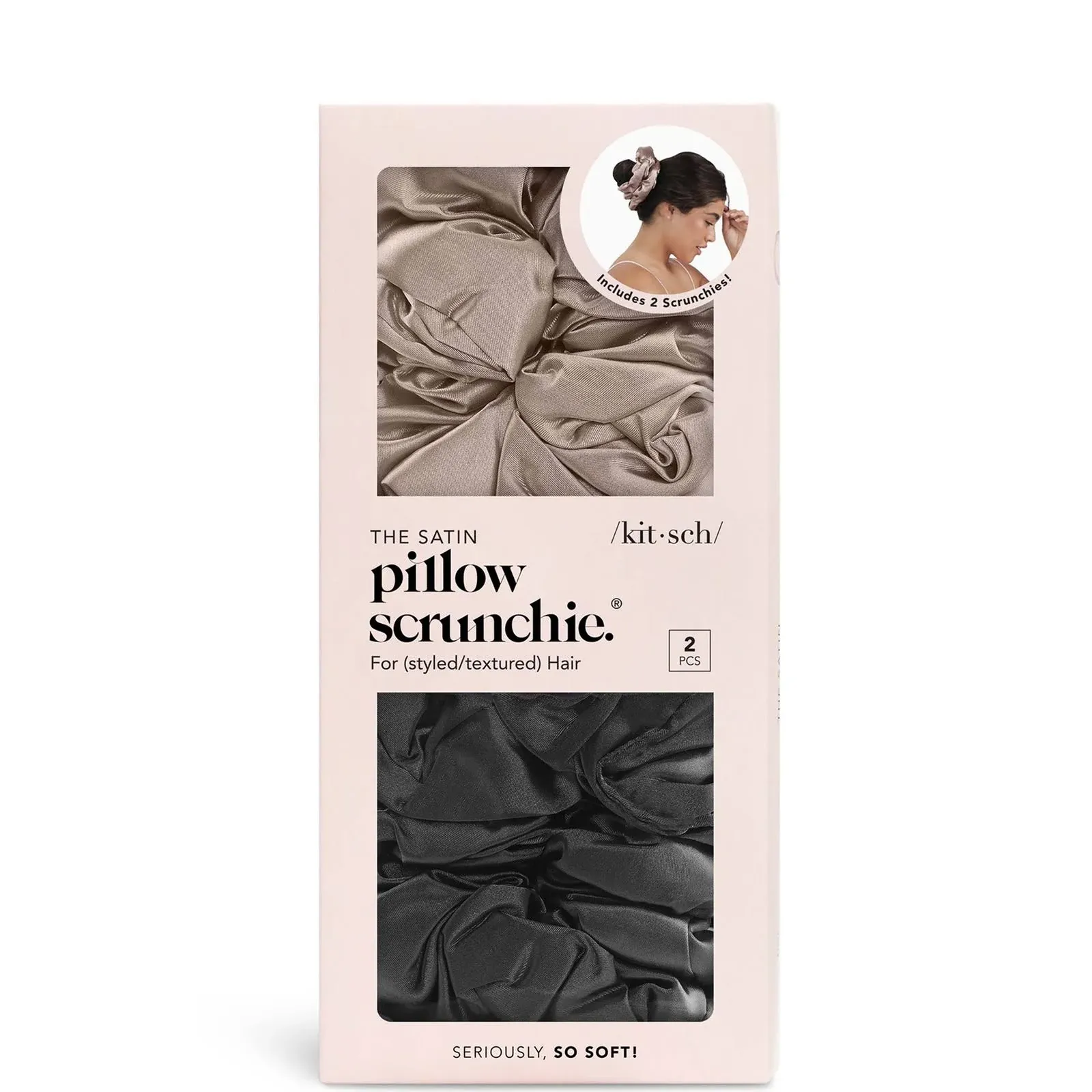 Kitsch Satin Sleep Pillow Scrunchies - Black/Gold