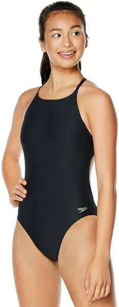 Speedo Womens Solid Tie Back One Piece