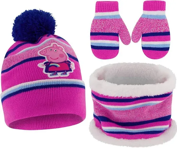 eOne Winter Hat, Kids Gloves Or Toddlers Mittens, Peppa Pig Baby Beanie for Girl's Ages 2-4