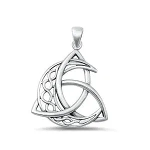 925 Sterling Silver Celtic Moon Pendant Necklace