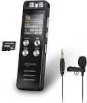 96GB TCTEC Voice Activated Recorder, 7000 Hours Recording, Noise Reduction, Playback, Clip-On Mic