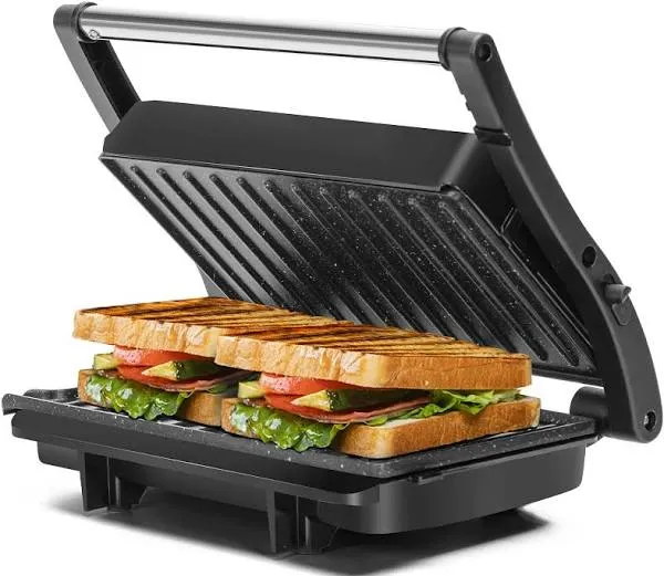 Panini Press Grill, Aigostar 1000W Sandwich Maker with Ceramic Black 