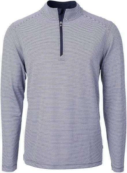 Cutter & Buck Men's Big & Tall Eco Pique Micro Stripe Quarter-Zip Pullover