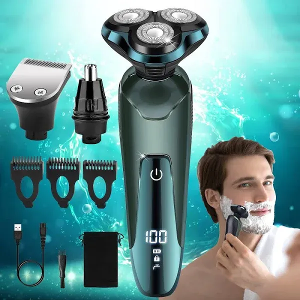 Viatia Electric Razor for Men, New Upgrade Electric Shavers for Men Cordless Rechargeable 3D Rotary Men Shaver,Wet/Dry Mens Shaver,Waterproof Mens