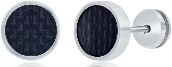 Stainless Steel Stud Earrings with Carbon Fiber