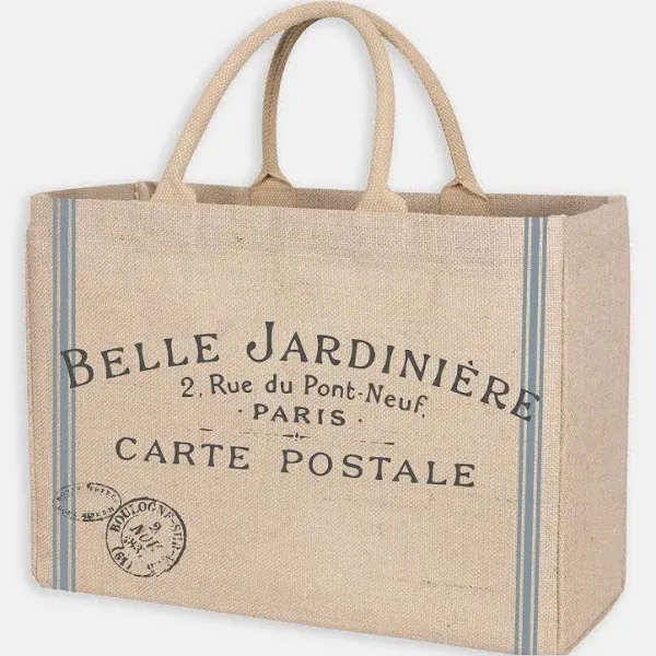 KAF Home Jute Market Tote Bag, Belle Jardiniere Print, Durable Handle, Reinfo...