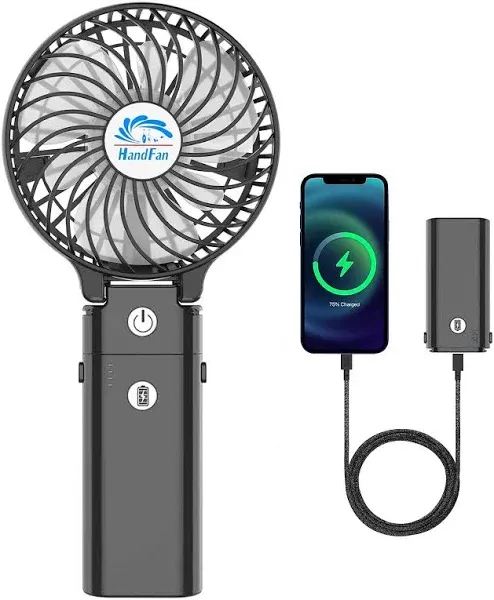 Handfan Portable Fan Rechargeable Battery Operated with Transparent Black