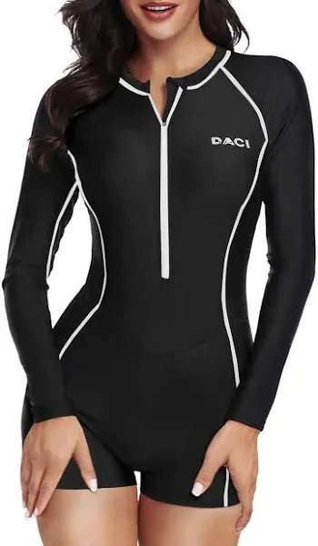 Daci Women's Long Sleeve Rash Guard One Piece Swimsuit