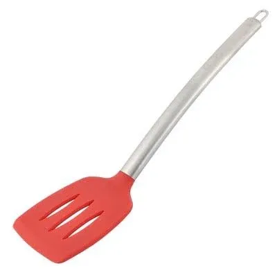 Unique BargainsKitchenware Stainless Steel Grip Silicone Slotted Pancake Turner Spatula