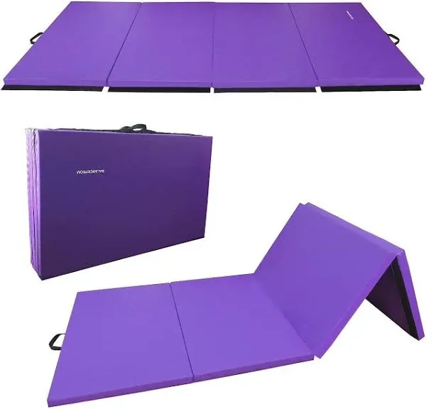 All Purpose 4'x8'x2" Extra Thick High Density Anti Tear Gymnastics Gym Folding Exercise Aerobics Mats, Multiple Colors Available