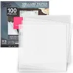 100-Pack White Translucent Vellum Paper Sheets for Invitations and Tracing (12 x 12 in)