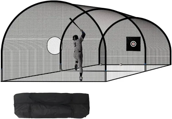 Pro 20FT Baseball Batting Cage Net and Frame, Baseball & Softball Hitting Cage Netting for Pitching Training in The Backyard - with Pitching Backstop and Carry Bag