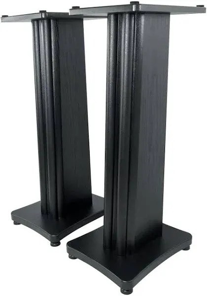 2 Rockville SS28B Premium Black Wood Grain 28" Home Speaker Stands Up to 100lbs