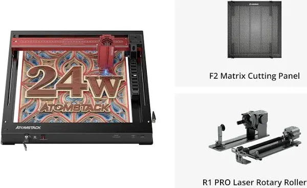 ATOMSTACK Pro Series Laser Engraver, Unibody Laser Cutter and Engraving Machine, 600mm/s High Speed Laser Engraver for Wood and Metal, Acrylic, Glass, etc.(24W-A24 Pro)